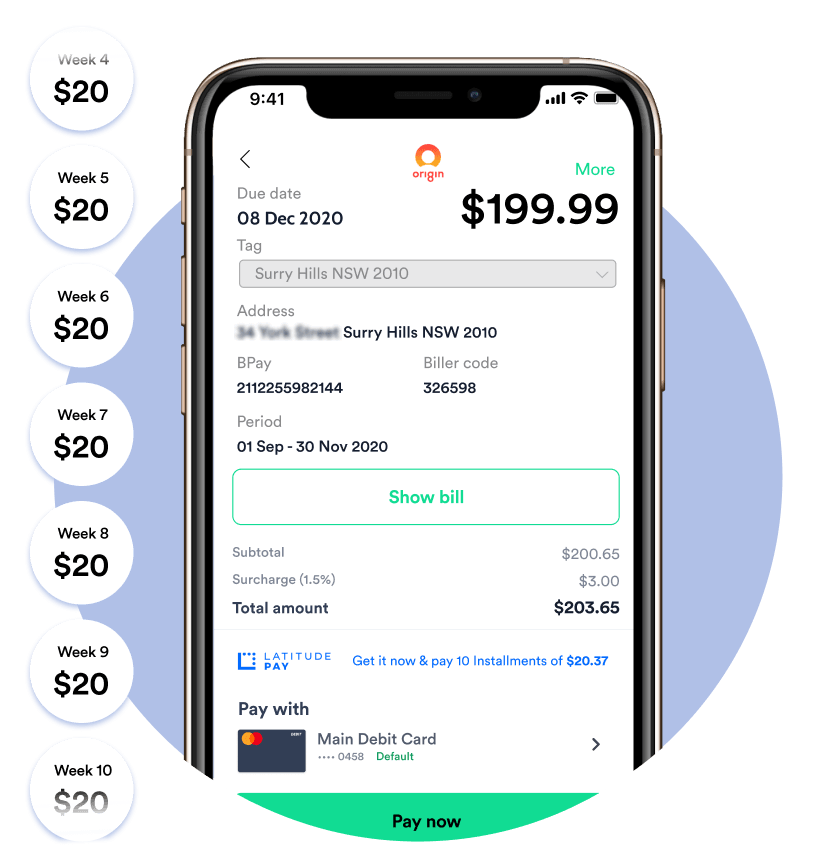 Buy now pay later for bills with LatitudePay